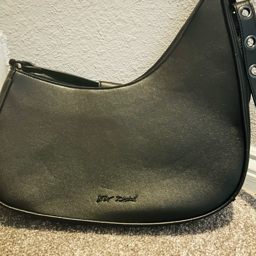 Betsey Johnson Black Shoulder Bag with Grommet Detail - Picture 2 of 2
